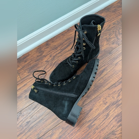 Stuart Weitzman Black Lace-Up Women's Boots - Picture 8 of 10